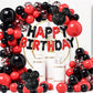 16 Inch Red Black Happy Birthday Balloons Letters Banner & 2Pcs Mini Mouse Head Balloons Cartoon Mouse Birthday Party Supplies R