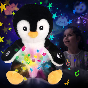 Cuteoy Musical Penguin Plush Star Projector Night Light Stuffed Animals Singing Soother Toys For Kids Lullabies Sounds Sleep Aid Gifts On Birthday Christmas, 11''…