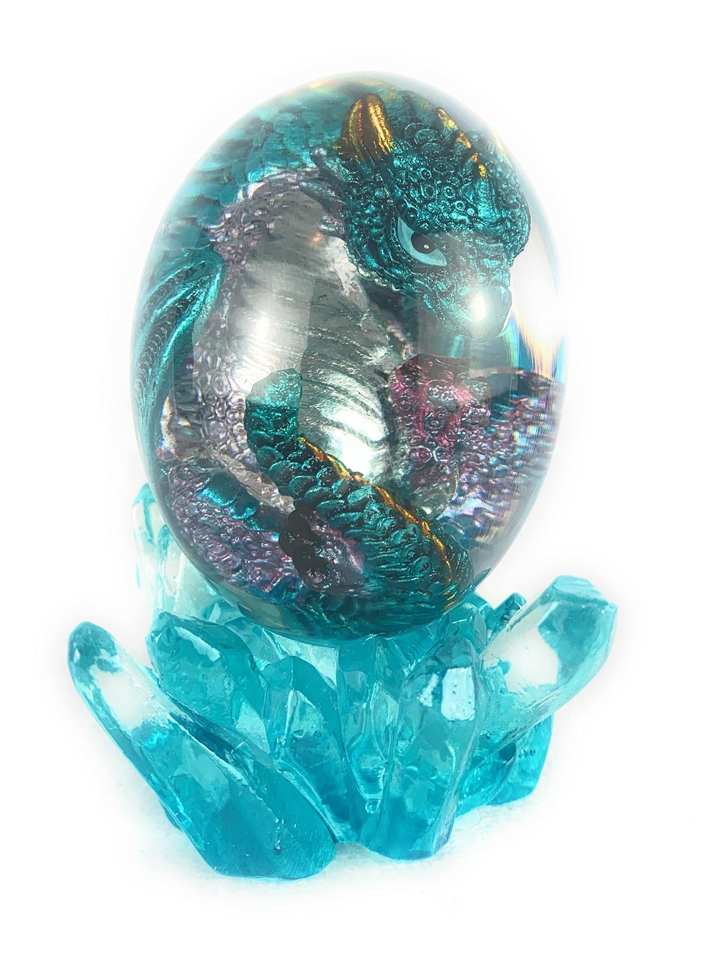 Aint It Nice Lava Dragon Egg Statue Blue Dragon Figurine Silver Chest Transparent Dragon Egg Collectible Medieval Fantasy D  Cor