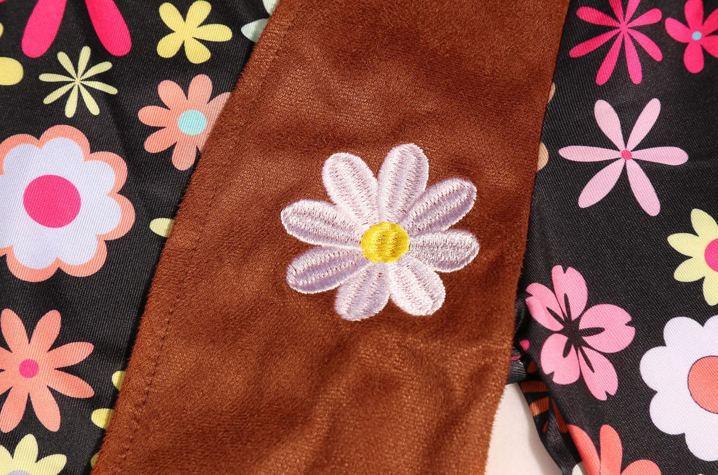 Skcaiht Girls Hippie Costume 60S 70S Outfits Halloween Party Dress Up (Black, 6-7 Years)