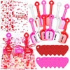 YUJUN 120 Pieces Valentine's Day Plastic Shovels for Kids I DIG YOU Valentine's Day Cards Stickers Candy Bags for Valentine's Da