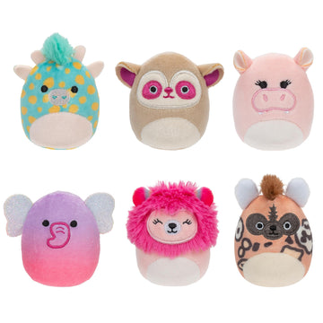 Squishville Sqm0508 Safari Squad, Super Soft Mini Squishmallows, 5 Cm Plush Figures, Pack Of 6