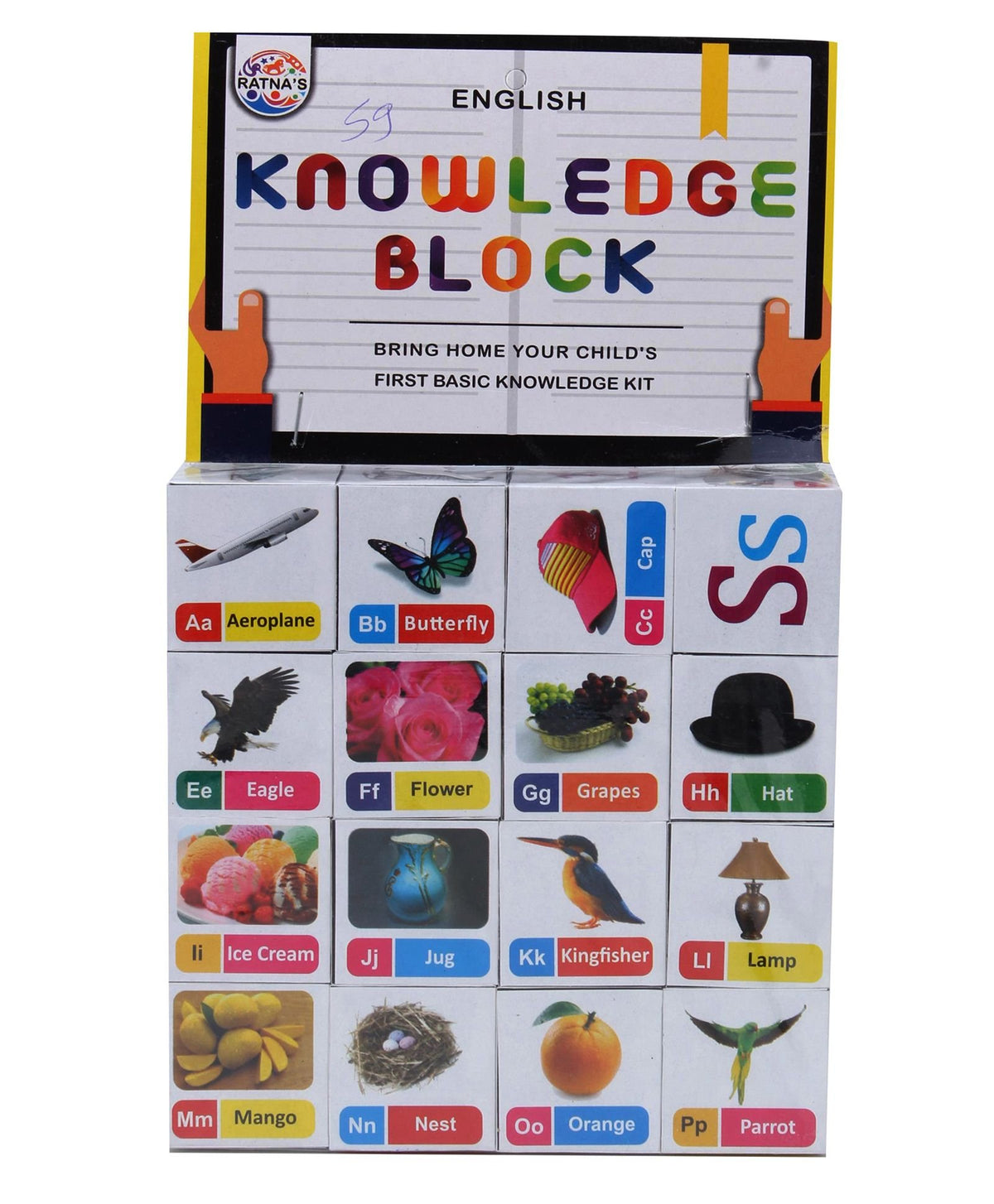 Ratnas Educational English Knowledge Blocks With Alphabets & Pictures For Kids To Learn And Play