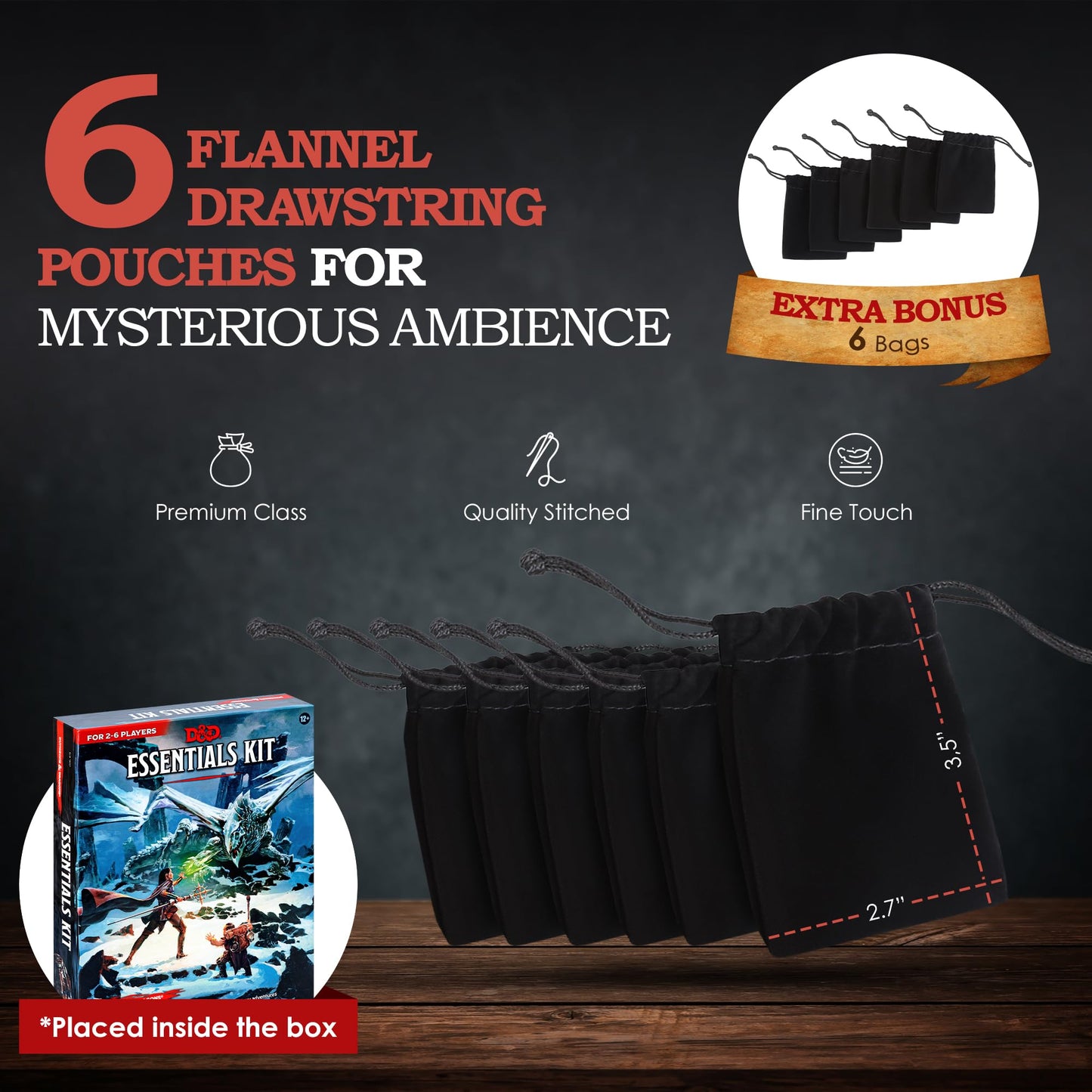 CraftyCrocodile Dungeons and Dragons Essentials Kit - Starter Set with 6 Dice, Figures, Master Screen, Printable Materials - DND 5th Edition