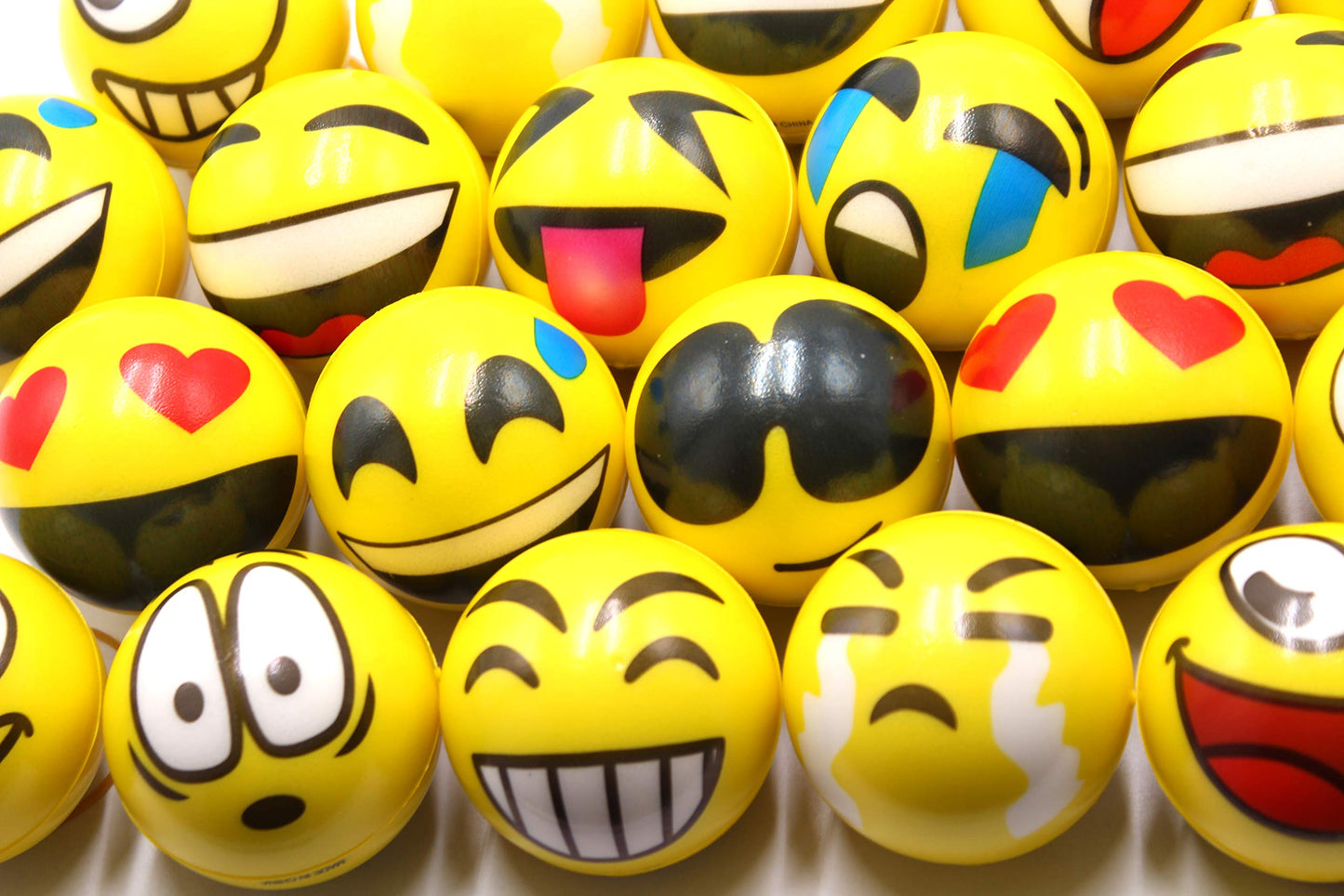 Fivoendar Set Of 12 - Fun Face Stress Balls Cute Hand Wrist Stress Reliefs Squeeze Balls For Kids And Adults At School Or Office Party Favors (Yellow Color Random Faces) (Latest)