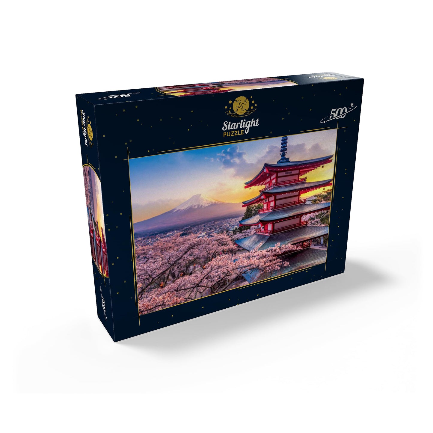 MyPuzzle Beautiful View of Mount Fuji and Chureito Pagoda at Sunset - enhanced 500 Piece Jigsaw Puzzle for mature-themeds