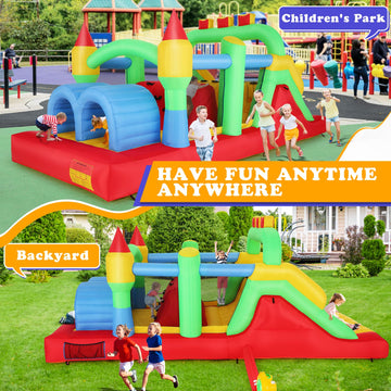 Whubefy 18X8.2Ft Large Bounce House For Big Kids 8-12, Blow Up Inflatable Obstacle Course With Slide Tunnels Jump Castle Bouncer