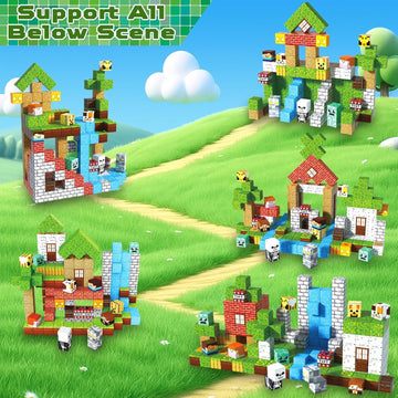 Toyunited 200Pcs Magnetic Blocks - Magnetic Building Blocks, Magnet Cubes Game, Stacking Forest Set, Stem Montessori Sensory Sta