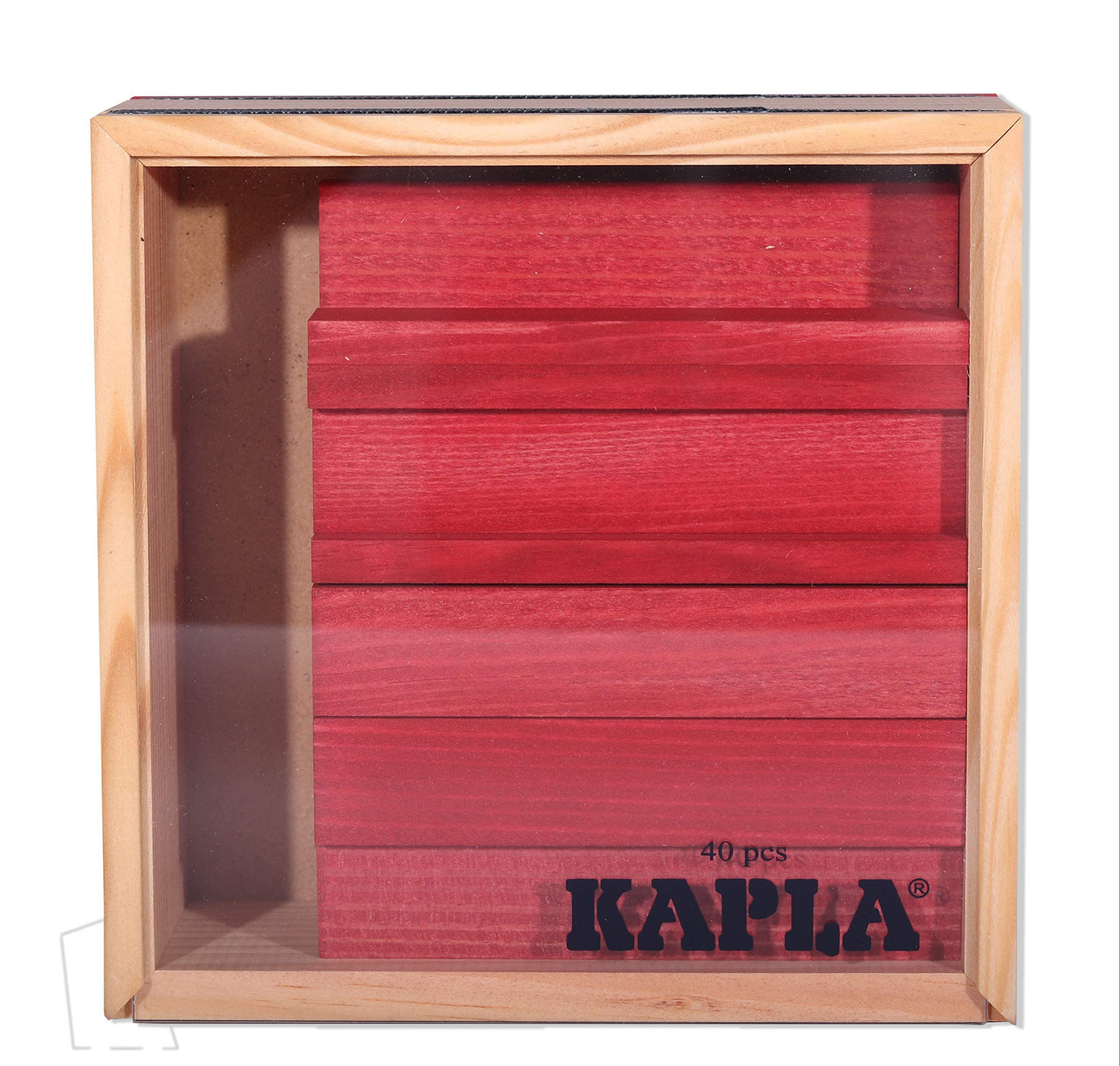 Kapla 40 Squares Red - Wooden Construction Set - 40 Red Colored Building Planks - For Ages 3+