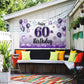 LASKYER Happy 60th Birthday Decorations,60th Purple Balloon Large Birthday Banner Backdrop Sign,Cheers to Sixty Years Old Bday P