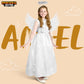 Spooktacular Creations Halloween Angel Costume Girls, Kids Princess Dress Toddlers Tulle Angel Set With Accessories For Halloween Role Play Parties, White, Small(5-7 Yrs)