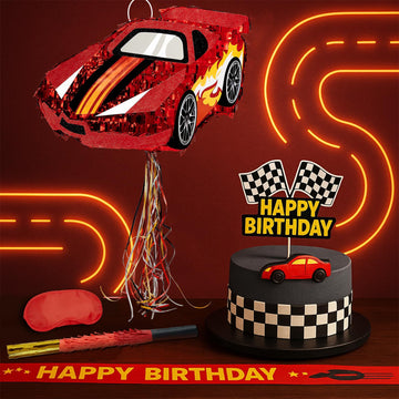 WERNNSAI Race Car Piata - Race Car Birthday Decorations Truck Car Pinata Bundle with Blindfold and Bat Monster Truck Party Favor