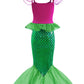 bibeikele Girls Mermaid Costume Dress UP Outfit Kids Cosplay with Necklace Mermaid Bag Hairpin 9-10Years(FCFK9-150)
