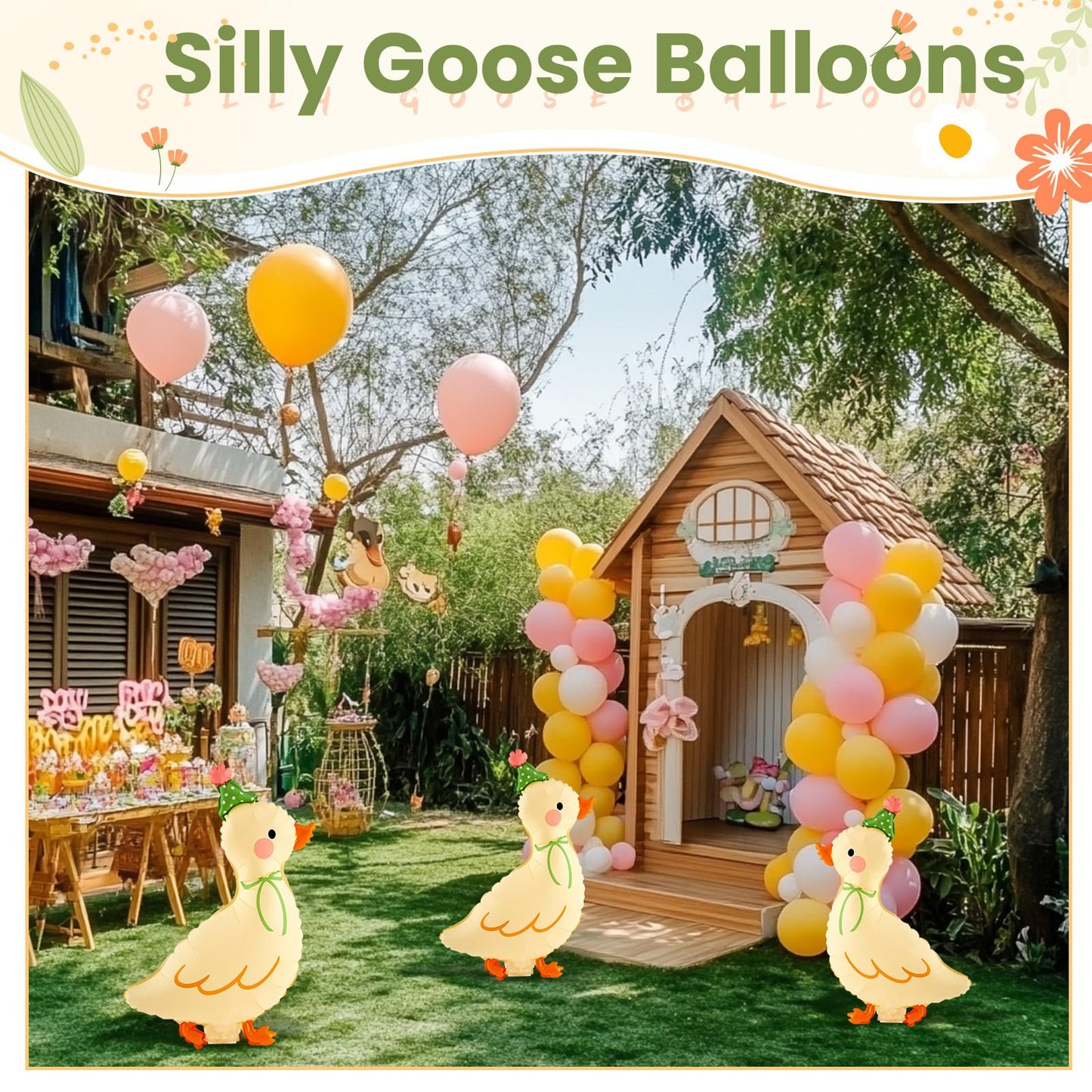 Gejoy 6 Pcs Silly Goose Balloons Baby Shower Birthday Party Decorations One Silly Walking Goose Balloons for Farm Themed Party P