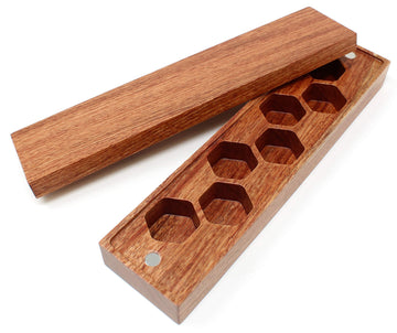 Bcb Wear Wood Dice Storage Case With Magnetic Lid - Box Holds Polyhedral 7 Die Set For Dnd, D&D, Rpg - Rosewood
