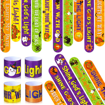 Frienda 40 Pcs Halloween Slap Bracelets Halloween Party Supplies And Decorations Halloween Bracelet With Pumpkin Bat Spider Pattern Kids' Play Bracelets For Office Home School Halloween Party Gifts