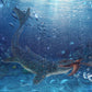 Sienon Jurassic Mosasaurus Dinosaur Toy Figure 11.4’’, Mosasaurus Hunting For Pterosaur Model Dino Figurines, Large Plastic Ocean Dinosaur Playset For Bath Pool Toy Cake Topper (Pterosaur Included)