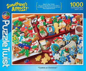 PuzzleTwist - Cookies at Christmas - 1000 Piece Jigsaw Puzzle, Somethings Amiss! Series, Unique Challenging Fun for Adults Famil