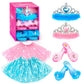 Bibuty Kids Princess Dress Up Clothes For Little Girls, Pretend Play & Dress Up Costume Set For 3-6 Toddler Little Girls (Pink/Blue)
