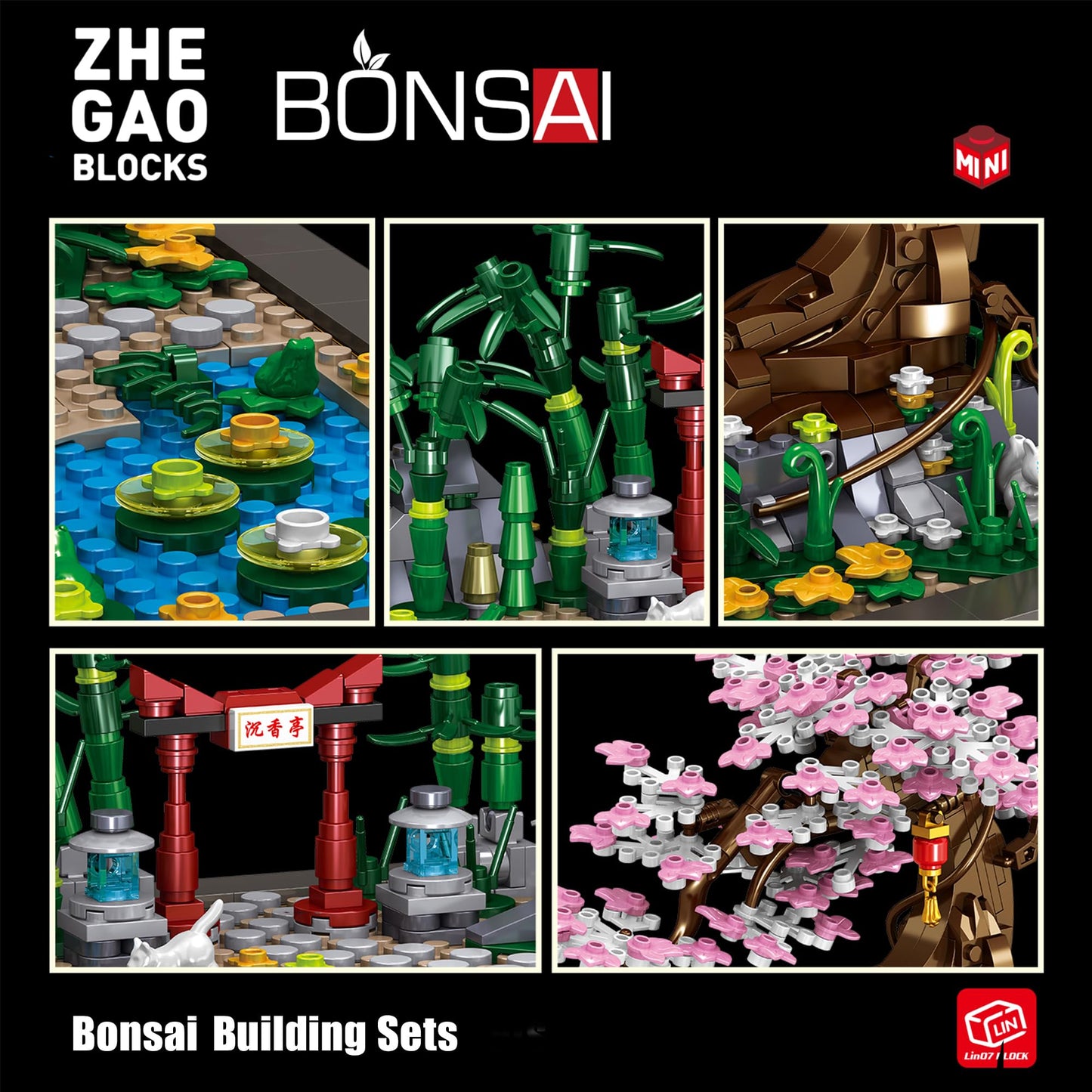 Bonsai Building Sets,Japanese Style Cherry Blossom Tree Mini Building Blocks(1101Pcs), Including Garden, Plants,Flowers,Meaningf