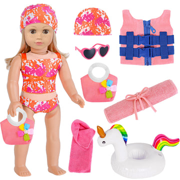 Ebuddy Doll Clothes 18 Inch Doll Accessories Beach Themed Playsets Diving Suit For 18 Inch Girl Dolls(No Doll)