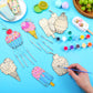 Silipull 24 Sets Ice Cream Wind Chimes Craft for Kids Color Your Own Windchime DIY Unfinished Wood Hanging Ornaments Coloring Wi