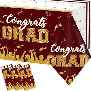 Chiazllta Set Of 3 Graduation Tablecloths Class Of 2024 Congrats Grad Maroon Graduation Party Tablecover Decorations Party Suppl