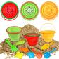 Beach Sand Toys Set for Kids, Silicone Collapsible Foldable Beach Bucket Travel Beach Toys for Summer Outdoor Camping and Fishin