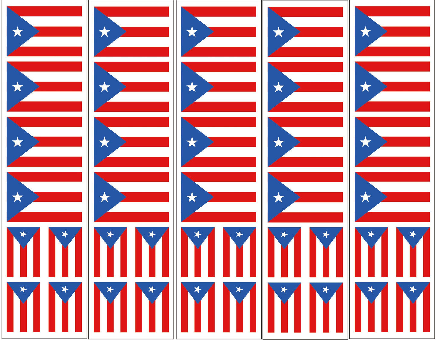40 Removable Stickers: Puerto Rico Flag: Party Favors, Decals