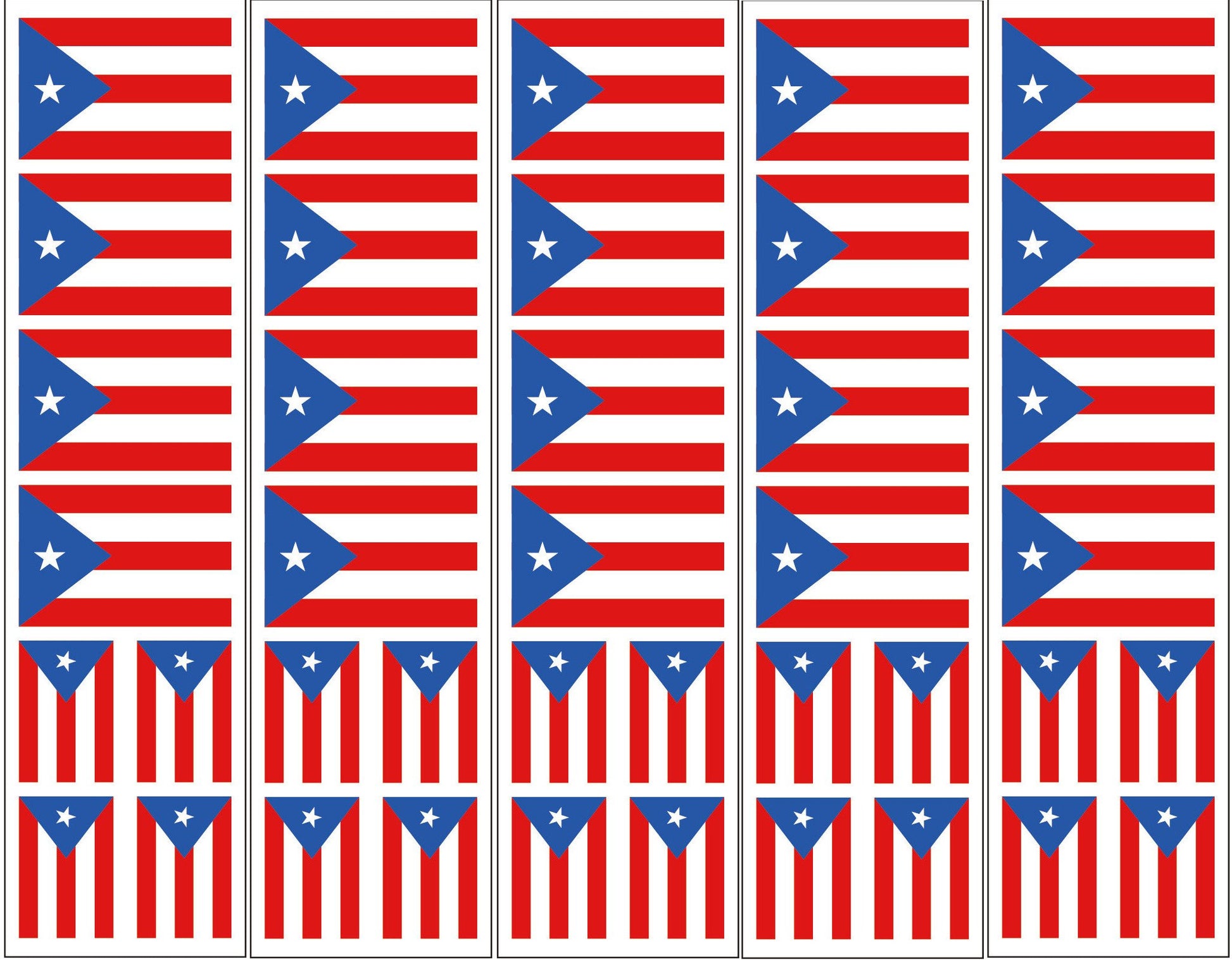 40 Removable Stickers: Puerto Rico Flag: Party Favors, Decals