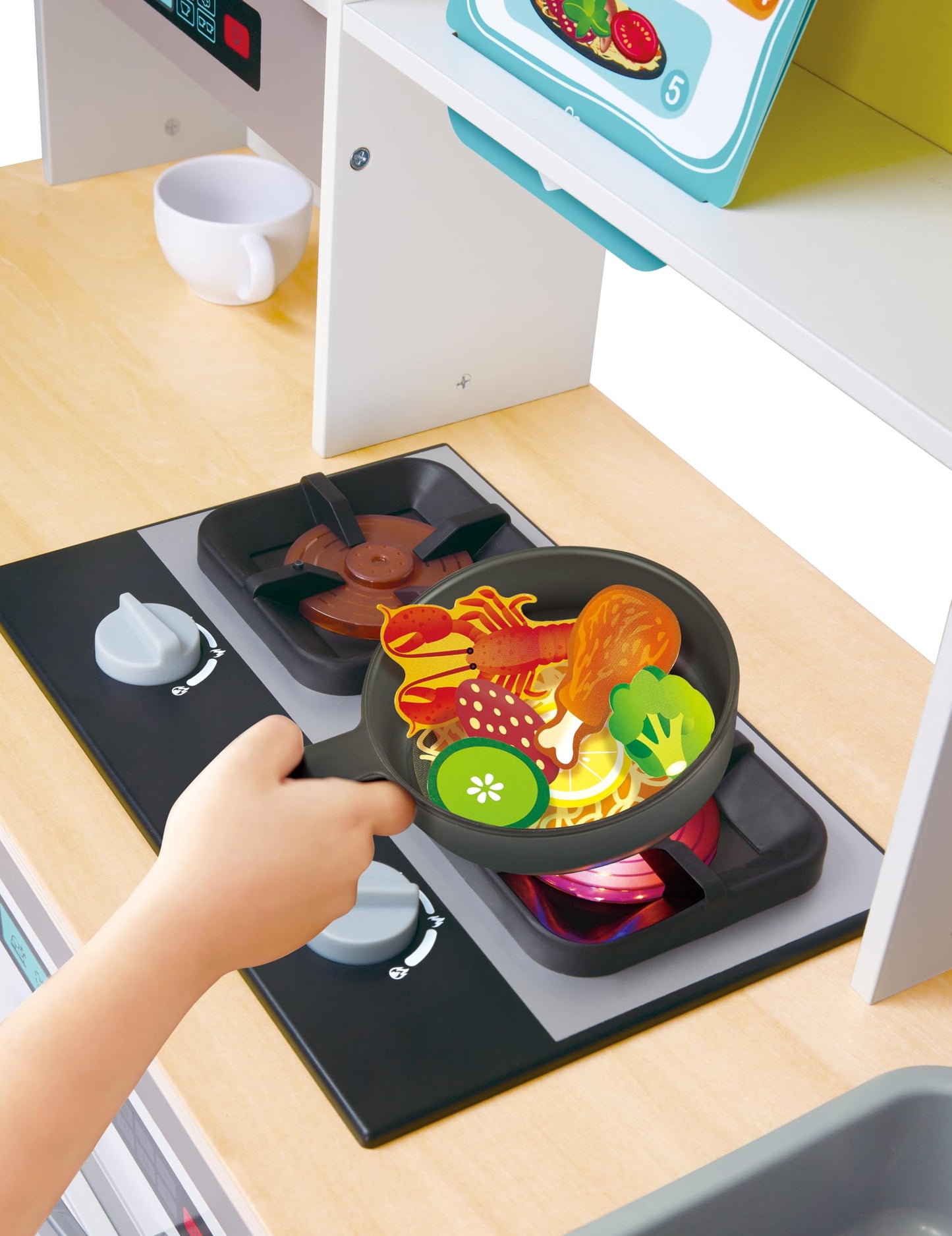 Hape E3177 Deluxe Game Kitchen With Microwave, Coffee Maker, Refrigerator, Oven, Hob With Frying Pan Fun With Many Accessories, From 3 Years, L: 34.9, W: 11.7, H: 35.4 Inch