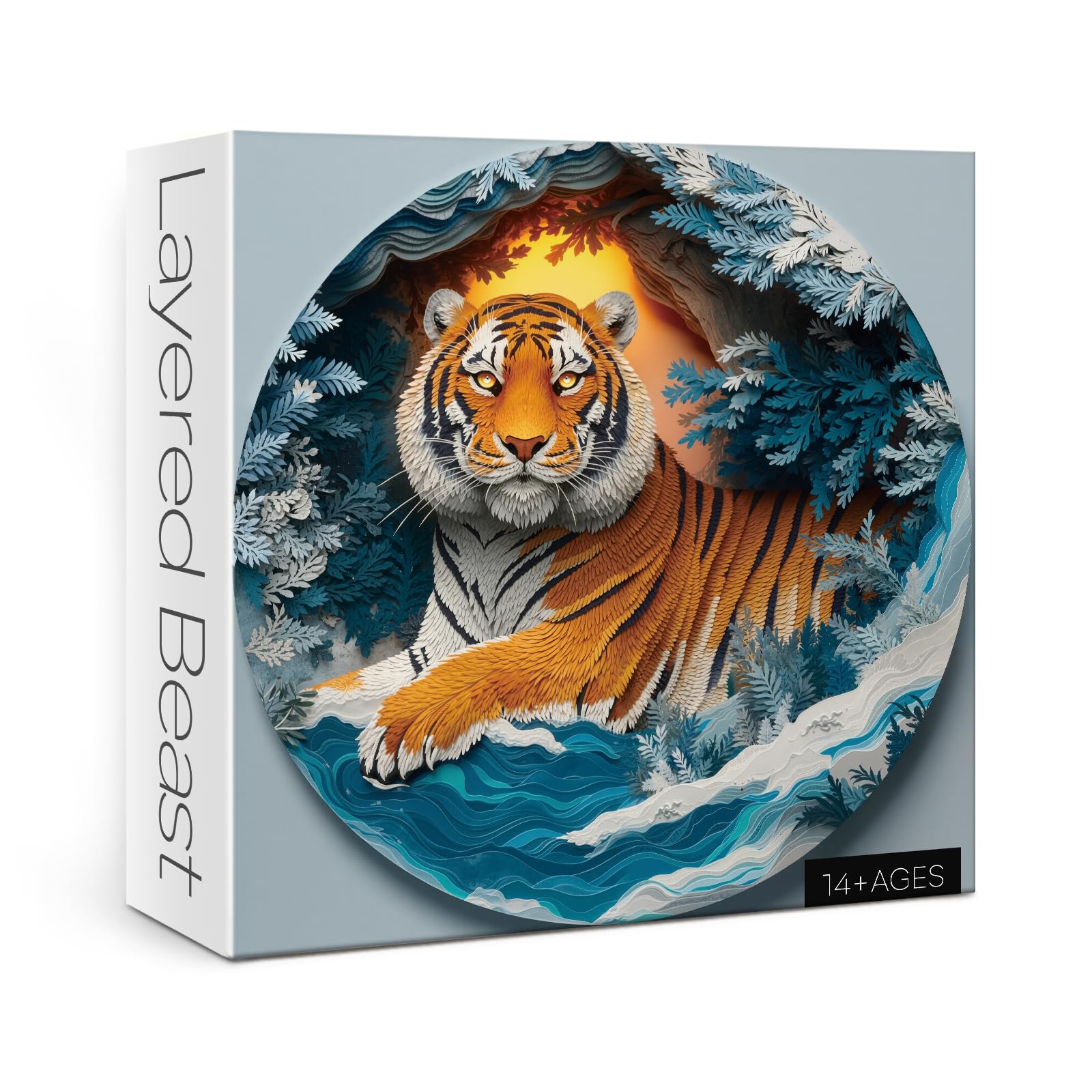 Colorful 3D Paper Cut Puzzles for Adults 1000 Pieces Art, Beautiful Plant Tiger Forest Sunset Jigsaw Puzzles, Challenging Unique