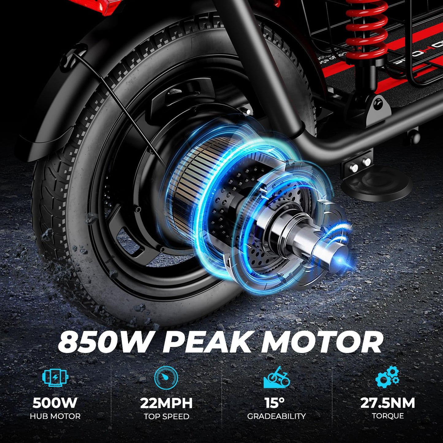 Windhorse 850W Peak Electric Scooter With Seat, 22Mph & 25 Miles Range, Dual Shock Absorbing, 3 Gear Speed, 14'' Pneumatic Tire,