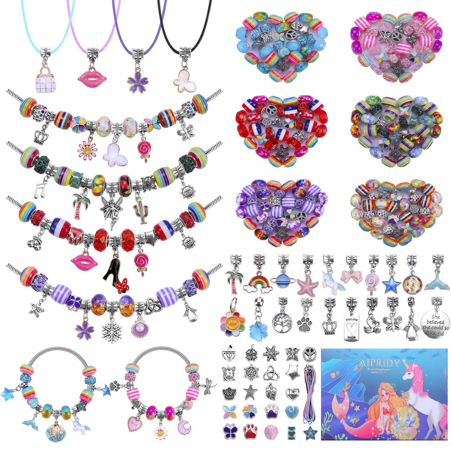 Aipridy Charm Bracelet Making Kit,Unicorn Mermaid Crafts Gifts Set Can Inspires Imagination And Creativity,Jewelry Making Kit Pe