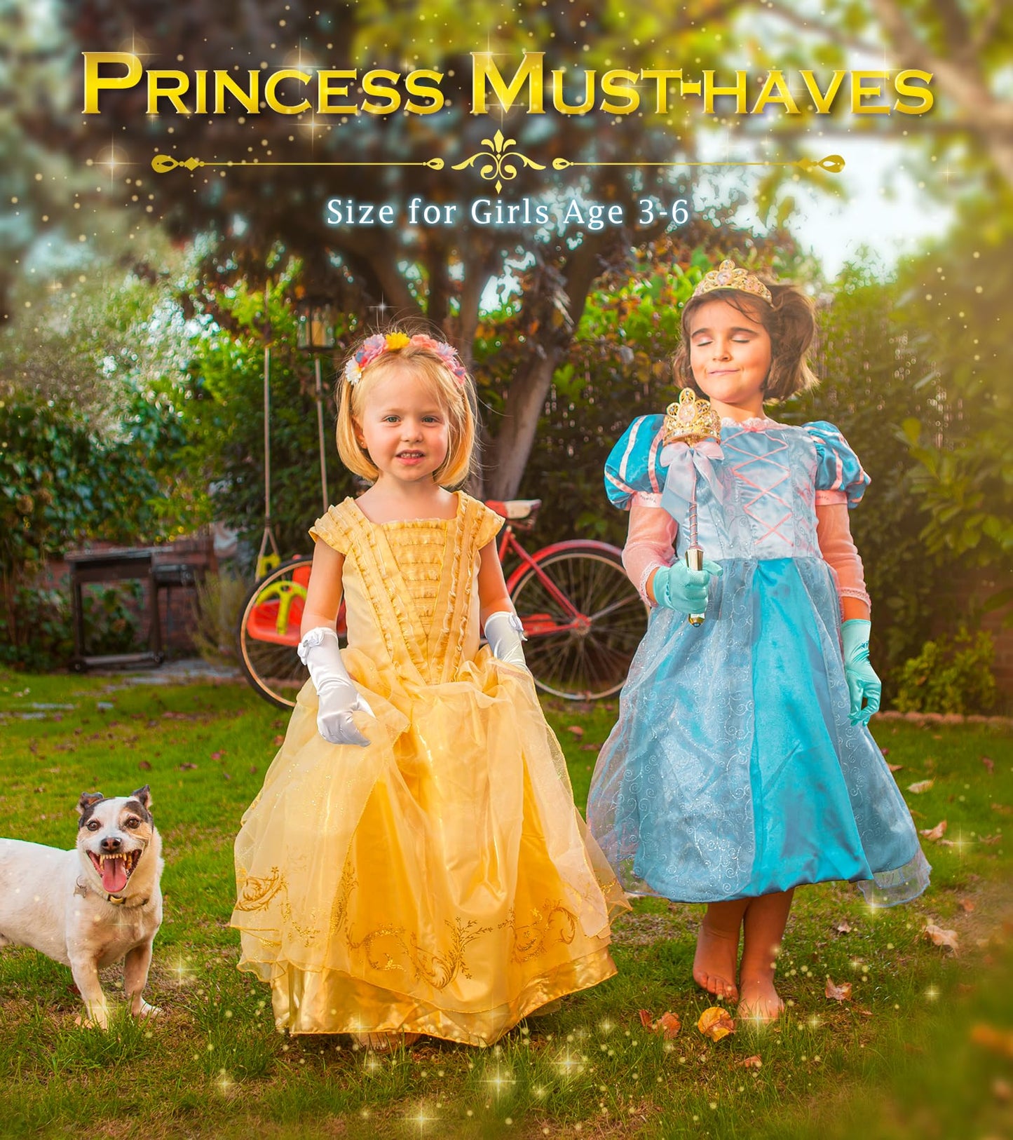 Bibuty Princess Dress Up Accessories Princess Gloves For Little Girls, Blue Toddler Gloves For Girls Princess Dress Up Set, Costume Gloves Set Toy Gift For 3 4 5 6 Year Old Toddler Girls