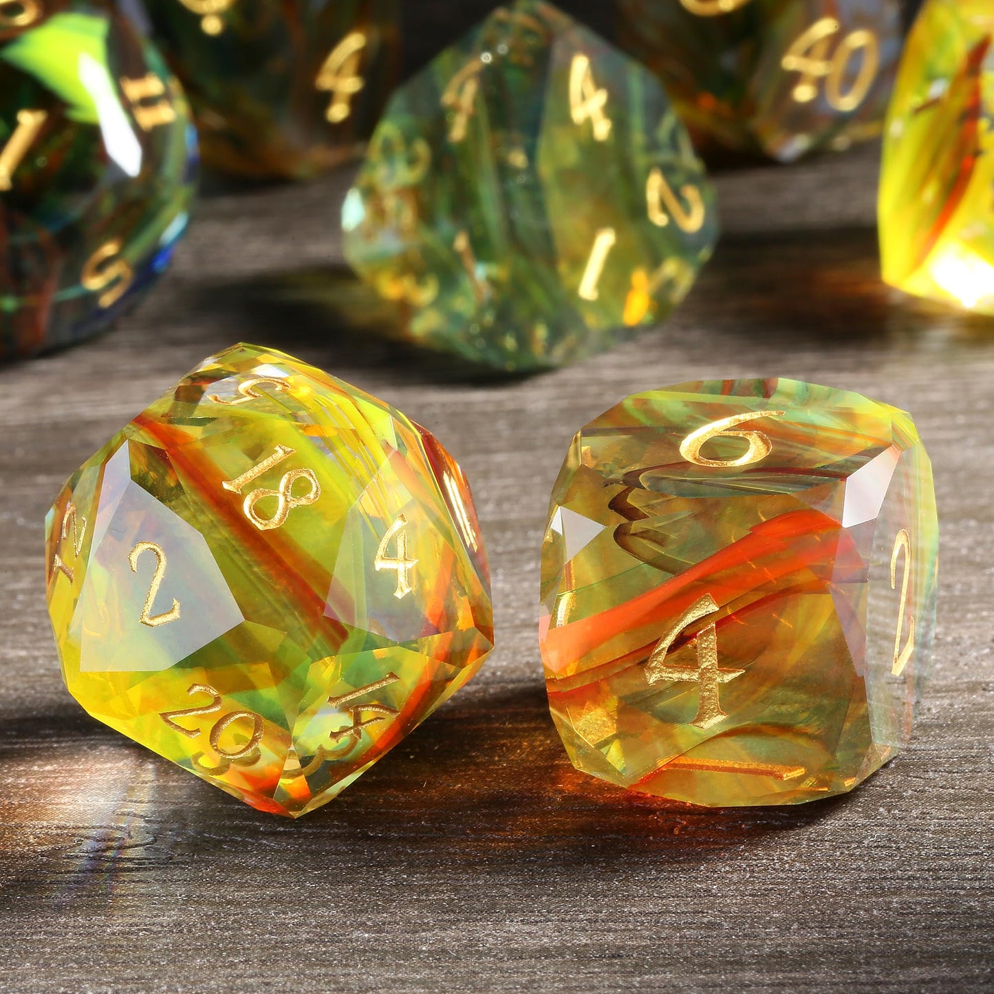 Dndnd 7-Piece Glass Dice Set- Multifaceted Colorful Dnd Dice, Tabletop Gaming, Collectors | Premium Gift Box & Durable Design (C