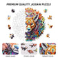 Qiuenisray Wooden Jigsaw Puzzles-Wolf,500 Pieces,15.7X16.5In,Royal,Wooden Puzzles For Adults,Unique Shape Animal Adult Puzzles,I