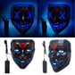 Kids Full Length Hooded Velvet Cloak Halloween Cape Costumes With Blue Led Light Up Scary Mask (47'/120Cm)