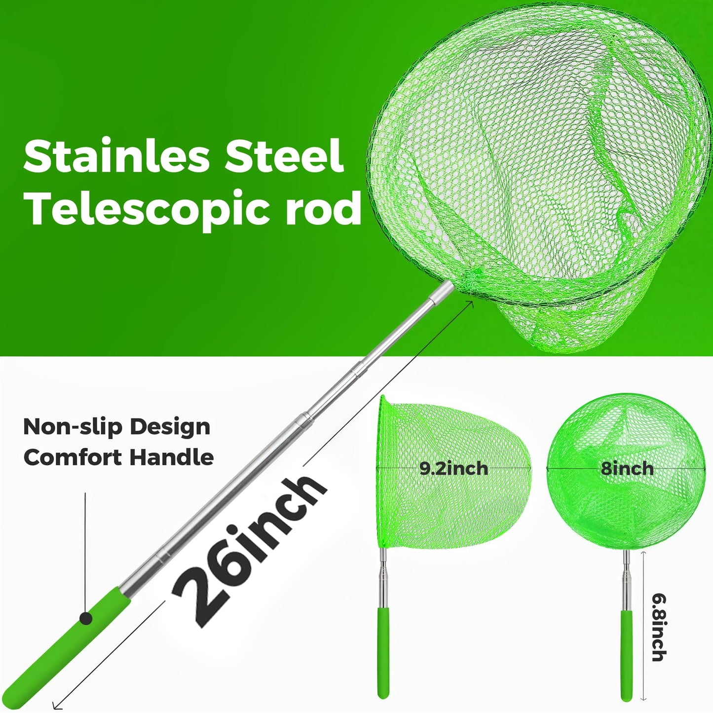 Tsyan Telescopic Butterfly Fishing Nets For Kids Catching Insect Net Outdoor Tools For Catching Bugs Fish Insect Ladybird, Exten