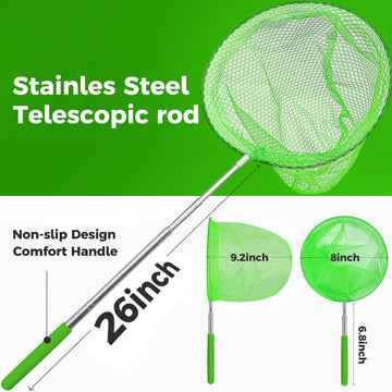 Tsyan Telescopic Butterfly Fishing Nets For Kids Catching Insect Net Outdoor Tools For Catching Bugs Fish Insect Ladybird, Exten