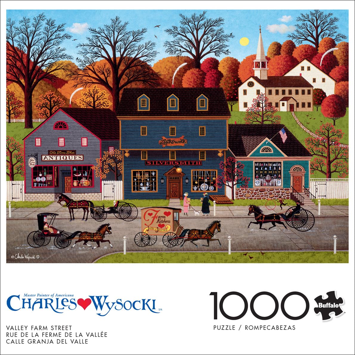 Buffalo Games 1000 Piece Jigsaw Puzzle - Charles Wysocki Valley Farm Street - Multicolor - Finished Size 26.75 x 19.75