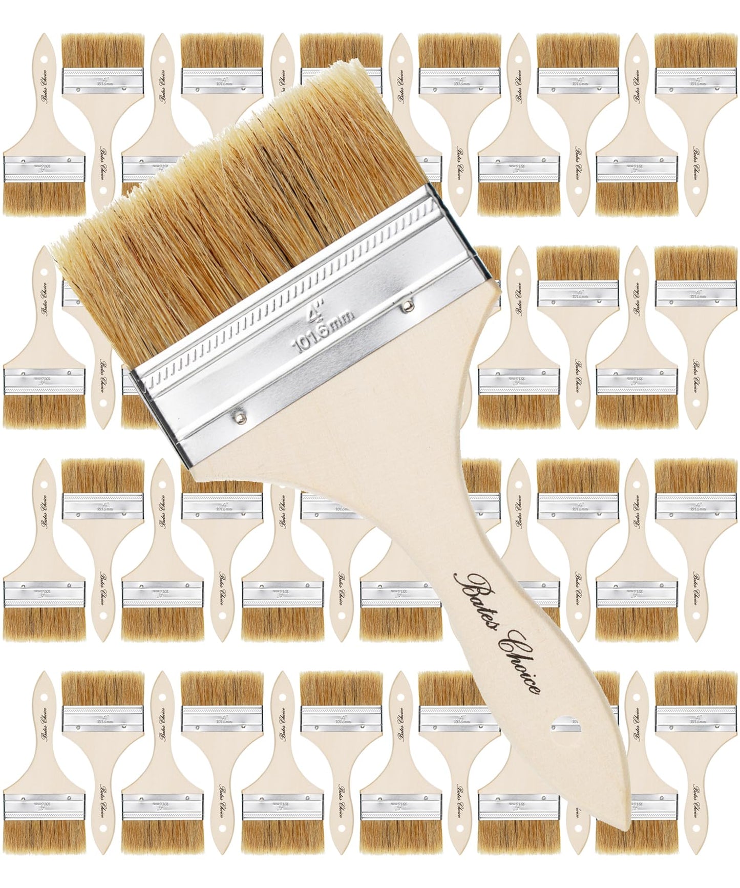 Bates- Chip Paint Brushes for Painting, 4 Inch, 48 Pack, Wood Handle, Natural Bristle Paint Brush