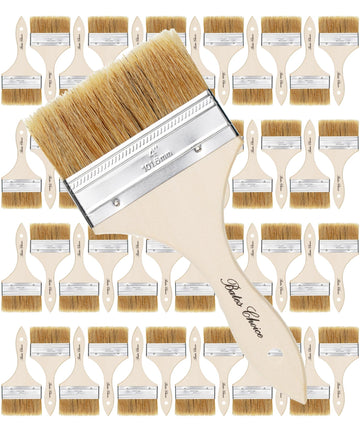 Bates- Chip Paint Brushes for Painting, 4 Inch, 48 Pack, Wood Handle, Natural Bristle Paint Brush