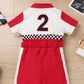 IDOPIP Baby Boys 1st 2nd Birthday Outfit Race Car Driver Romper Girls Boys Racer Jumpsuit One Piece Bodysuit Racing Suit Toddler