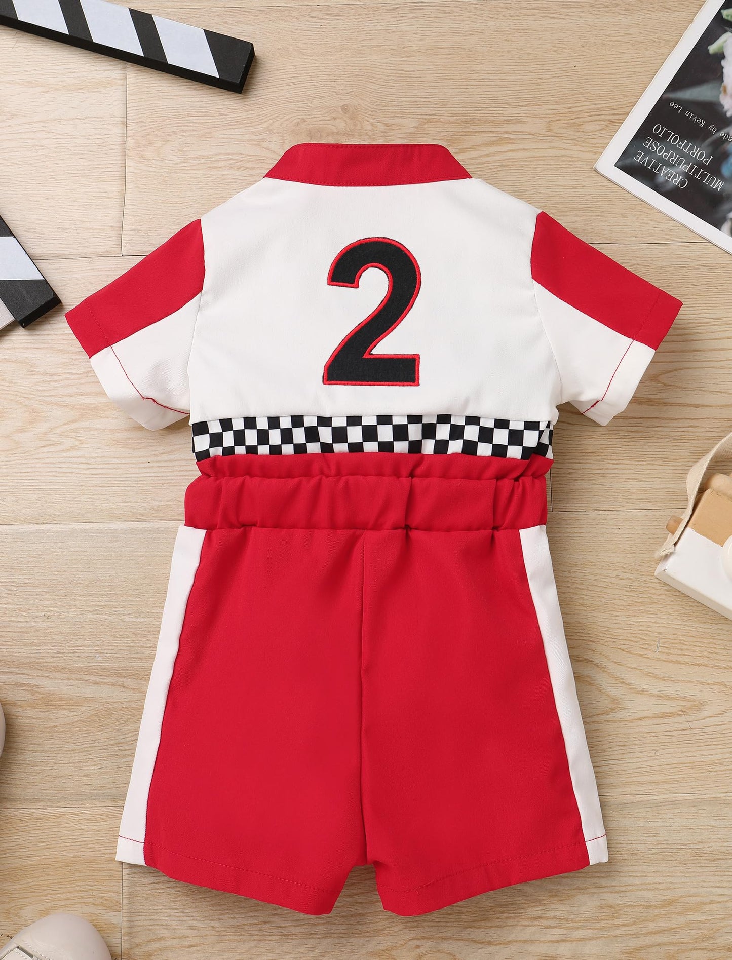 IDOPIP Baby Boys 1st 2nd Birthday Outfit Race Car Driver Romper Girls Boys Racer Jumpsuit One Piece Bodysuit Racing Suit Toddler