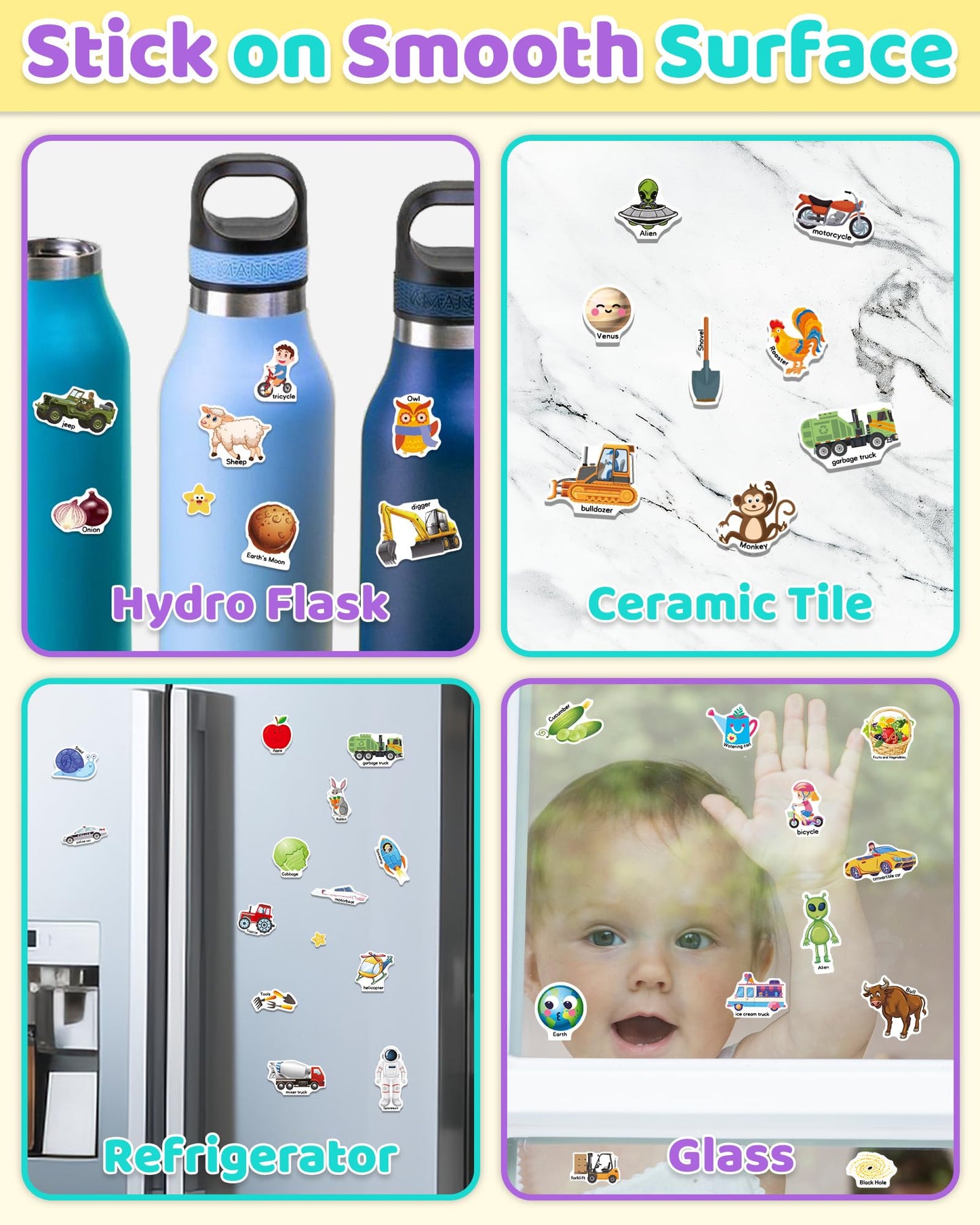 Benresive Reusable Sticker Books For Kids 2-4, Sticker Books For Toddlers 1-3, Toddler Sticker Book Age 2-4, Toddler Travel Toys Activities Crafts Gifts - Farm, Space And Vehicle