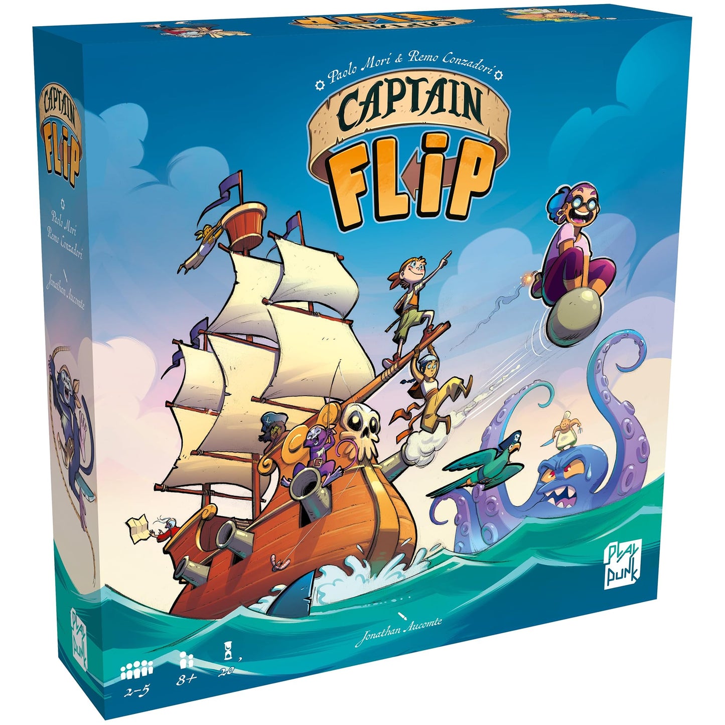 Playpunk: Captain Flip - Board Game, Play As A Pirate Captain, Recruit Crew, Collect Coins, Family-Friendly Pirate Theme, Ages 8