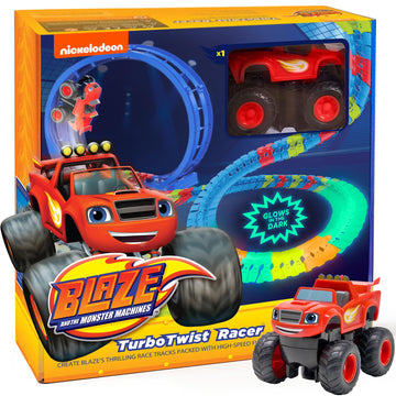 Blaze And The Monster Machine Race Track Set - 117-Piece Stem Playset With Flexible Glow Tracks - Official Nickelodeon Toys For