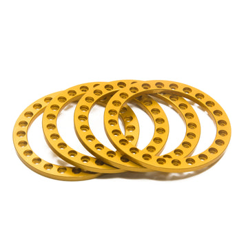 RCLIONS 4pcs Aluminum Replacement Wheel Rim Beadlock Ring for 1:10 RC Crawler Car 1.9'' RC Wheels/Rims (Gold)