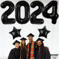 Katchon, Giant 2025 Balloon Numbers Black - 40 Inch | 2025 Balloons With Black Star Balloons For New Years Eve Party Supplies 2025 | 2025 Black Balloons For Happy New Year Decorations 2025, Nye Decor